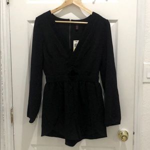 Black Deep V Neck Romper